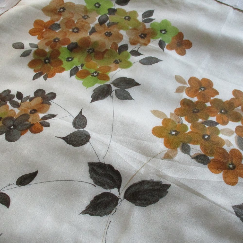 1950's green and brown floral scarf